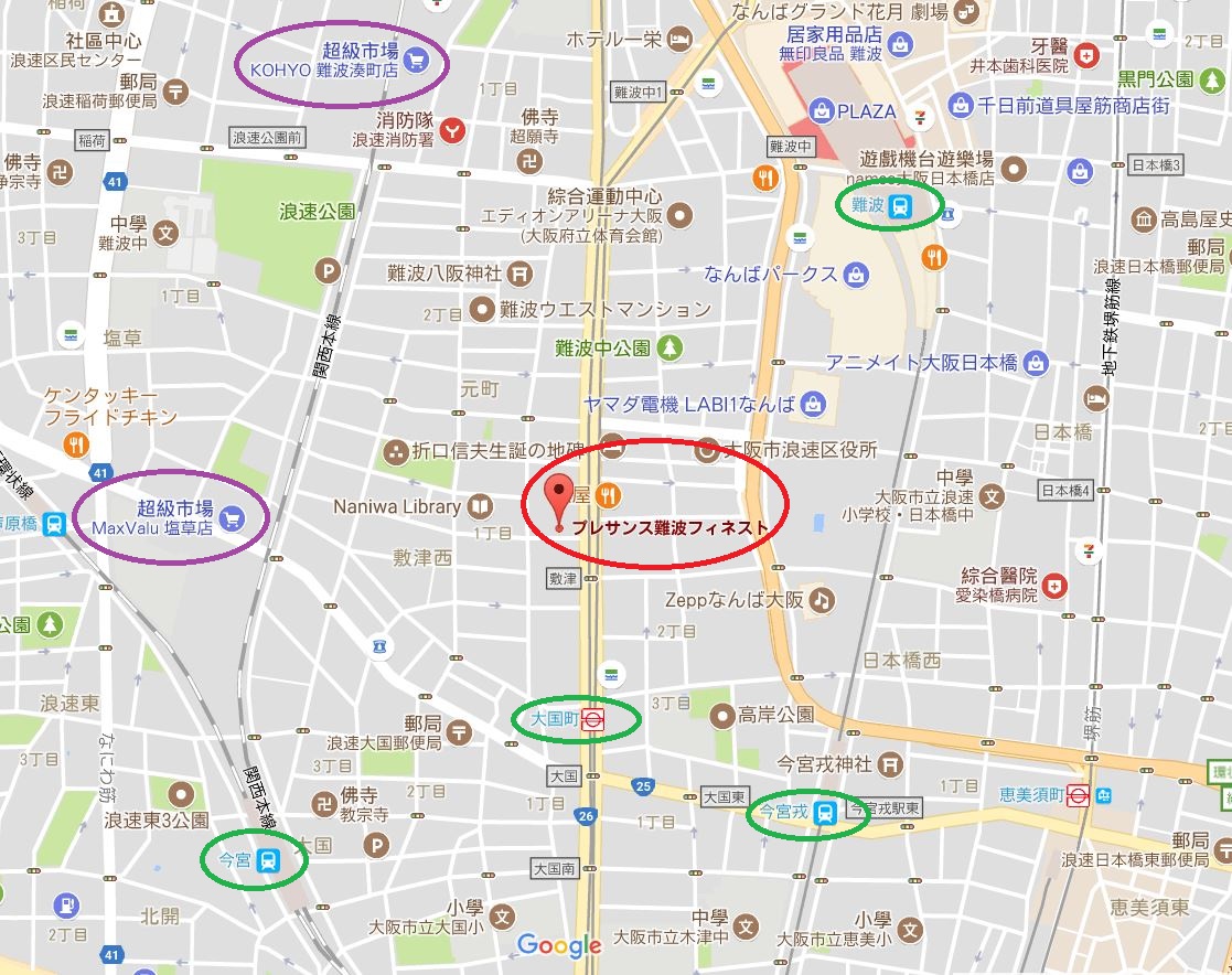 プレサンス難波フィネスト map