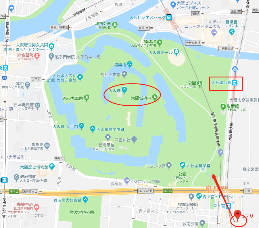 大阪城位置圖