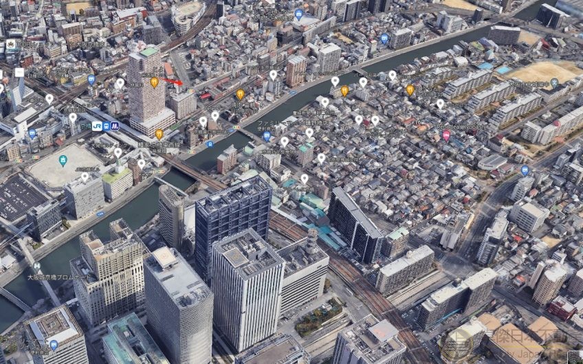 可以眺望大阪整個城市景, 高層塔樓位置, 鐵路站1分鐘位置