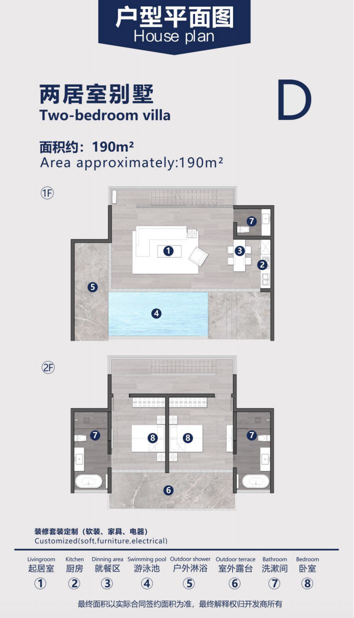 户型D：2居室别墅（190平米）